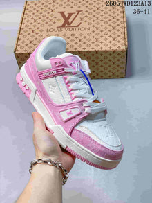 Louis Vuitton Trainer Low-Top Sneakers in Pink and White