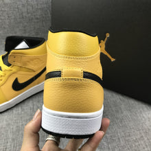 Air Jordan 1 Mid Yellow Black White 554724-700 Sneakers