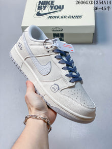 Nike Dunk Low DIY Custom Sneakers in White and Gray