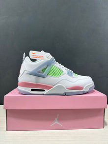 Air Jordan 4 Retro White Pink Green Sneakers IB7068-100