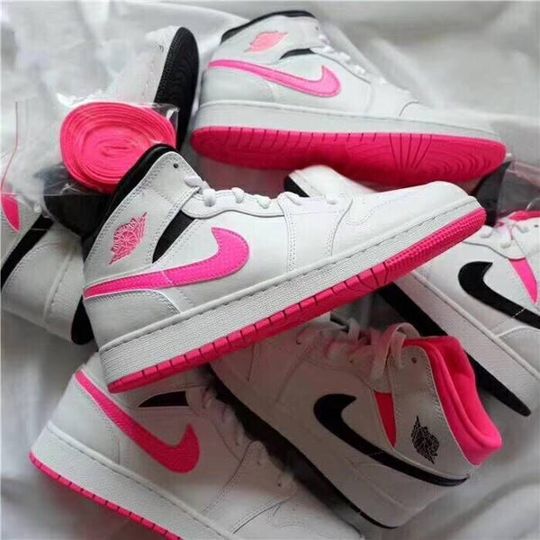 Jordan 1 Valentine's Day Mid Sneakers White Pink Black