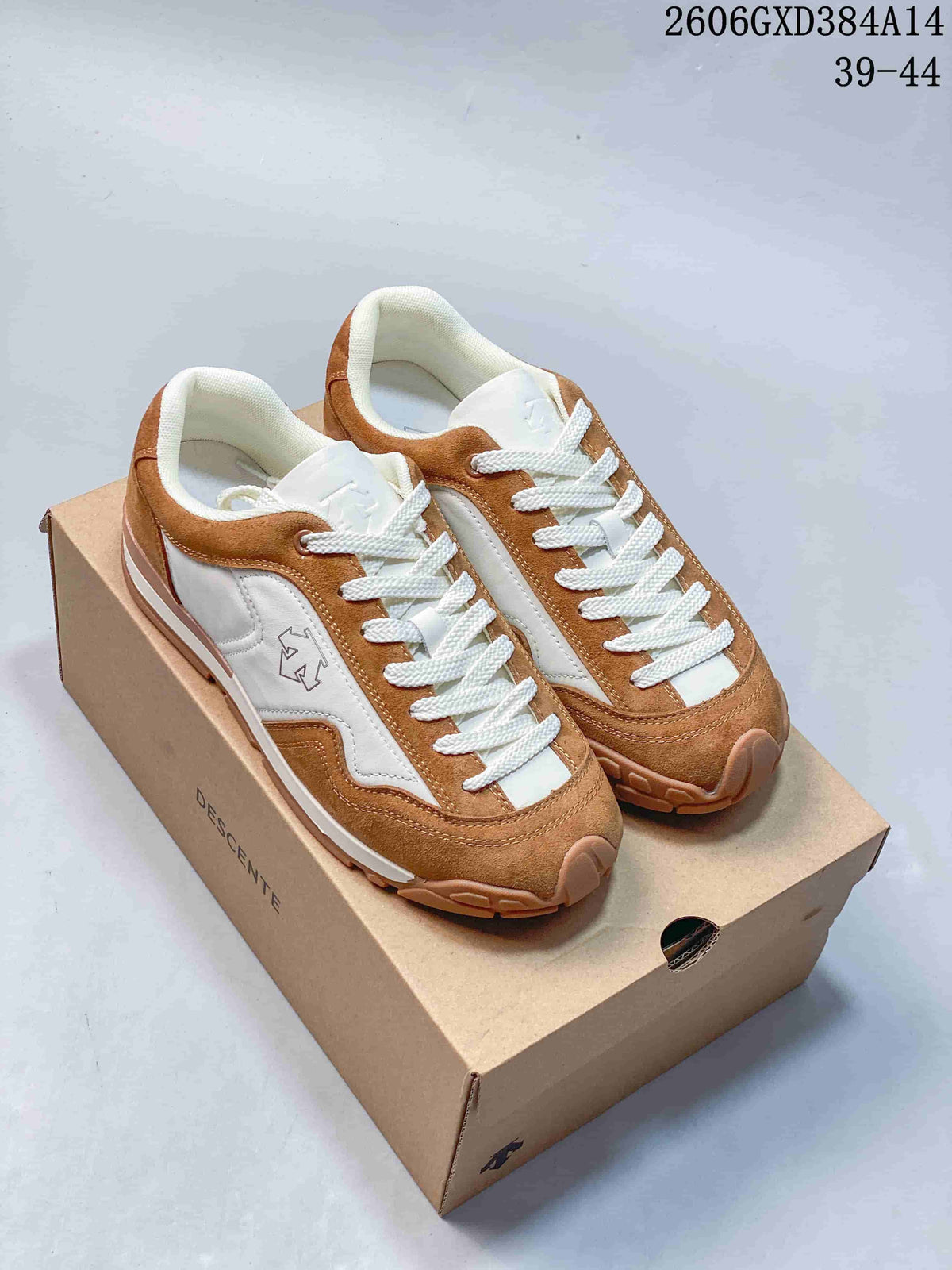 Descente Men’s Brown and White Lace-Up Sneakers 2606GXD384A14