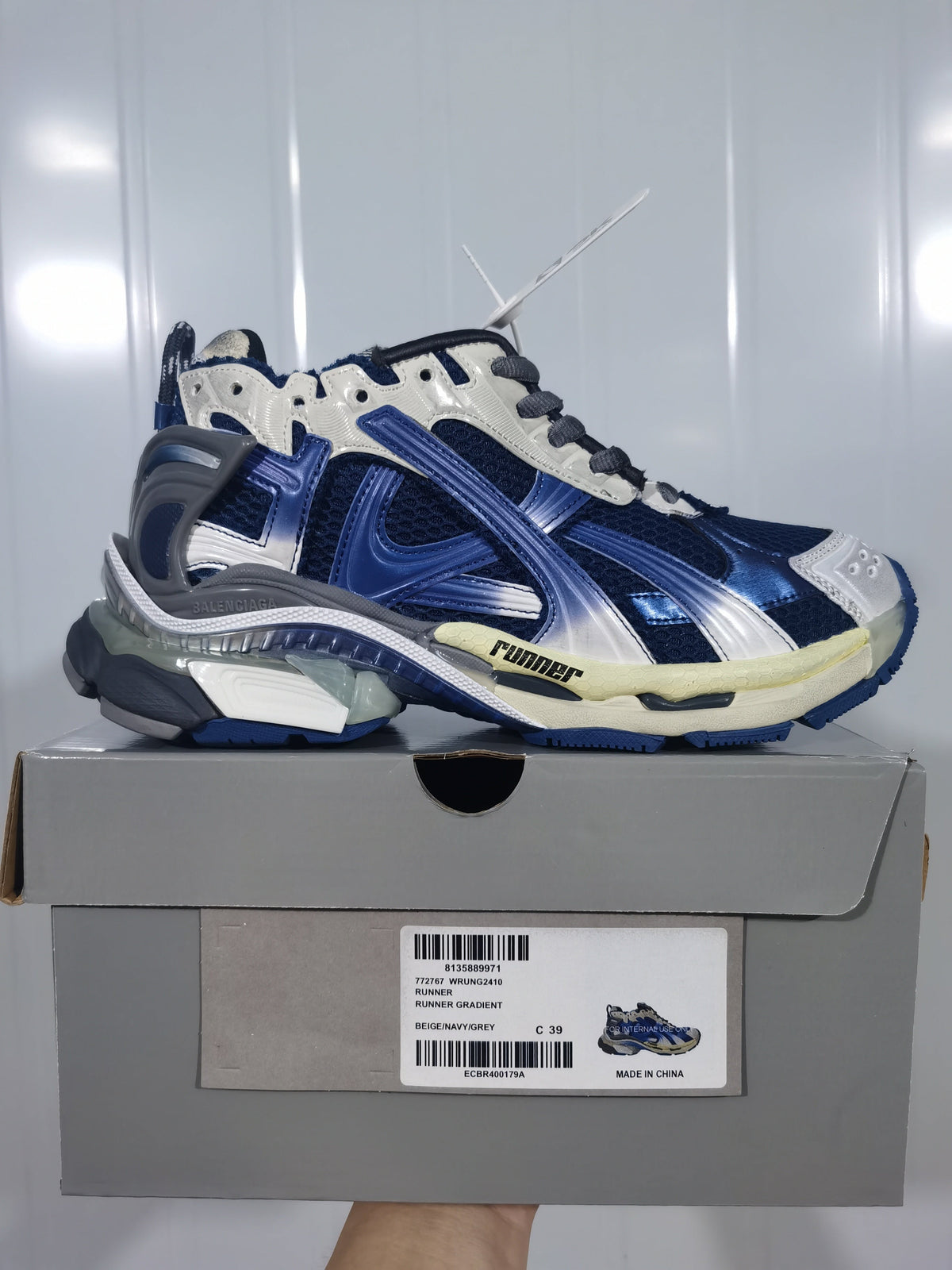 Balenciaga Runner Sneakers Beige Navy Grey