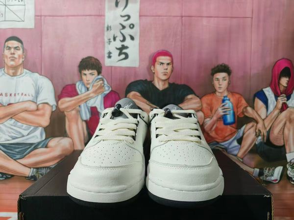 White and Black Low-Top Sneakers