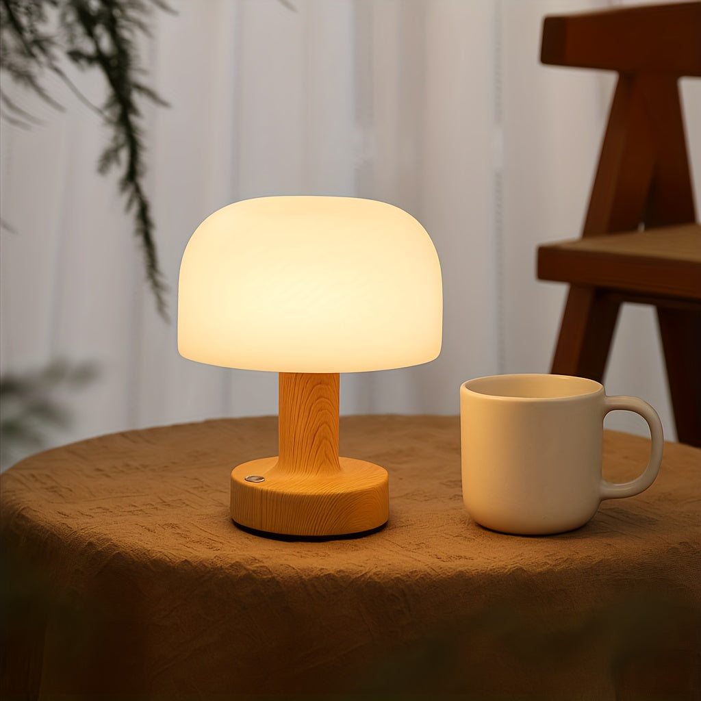 Mushroom Lamp with Touch Switch, Portable Office Desk Lamp 2000mAh, Three-color Adjustable Bedside Table Lamp for Bedroom And Living Room