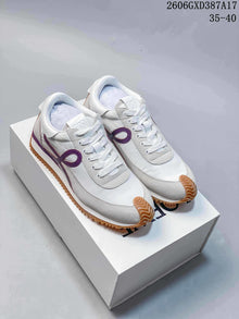 Loewe White and Purple Lace-Up Sneakers