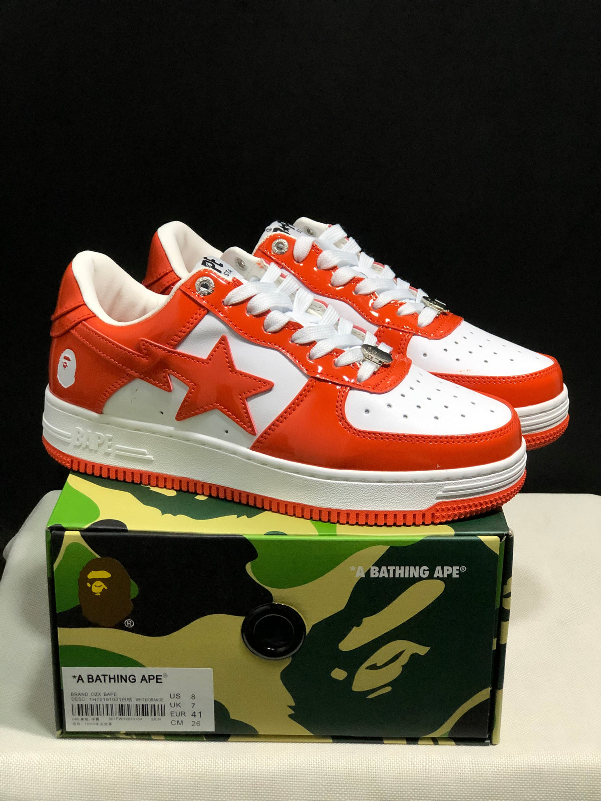 BAPE Sta Low-Top Sneakers White and Orange