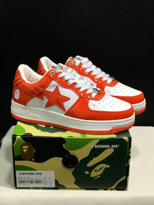 BAPE Sta Low-Top Sneakers White and Orange