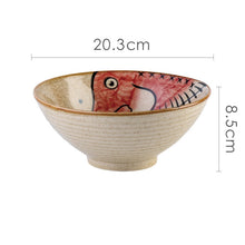 Hand-painted Japanese Underglaze Ceramic Ramen & Rice Bowl Set