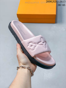 Louis Vuitton Embossed Floral Slide Sandals