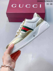 Gucci Chunky Low-Top Lace-Up Sneakers, White and Gold