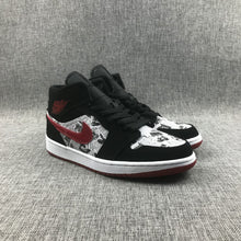 Jordan Air Jordan 1 Mid Black Red Newspaper Print 852542-061
