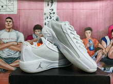 Jordan White and Light Gray Basketball Sneakers