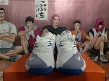 Nike White and Blue Basketball Sneakers