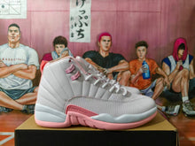 Jordan 12 Retro White and Pink High-Top Sneakers