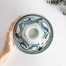 Blue Arabesque Tobe Style Donburi Bowl with Lid