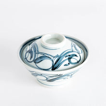 Blue Arabesque Tobe Style Donburi Bowl with Lid