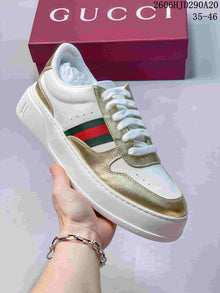 Gucci Chunky Low-Top Lace-Up Sneakers, White and Gold