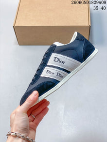 Dior Ribbon Low-Top Sneakers in Navy and White