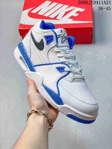 Nike Flight Legacy Mid-Top Sneakers, White and Blue