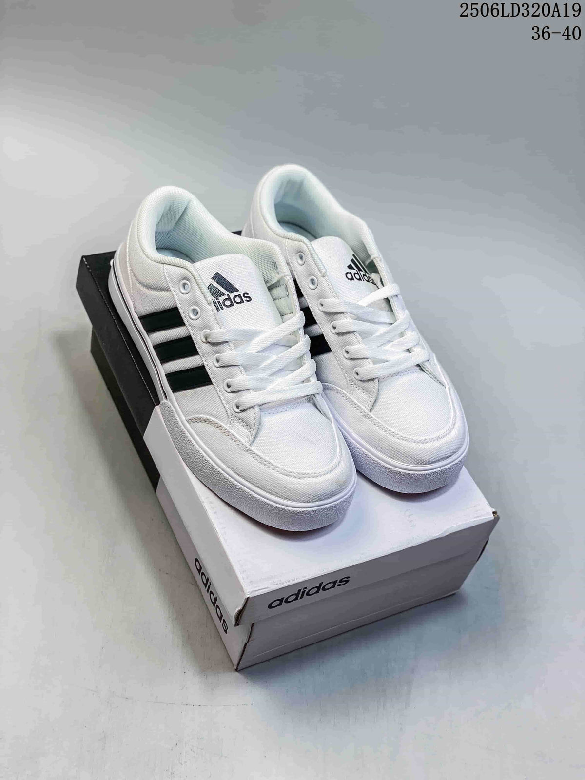 Adidas GVP Canvas Str Low-Top Sneakers, White and Black