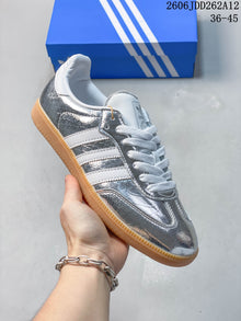 adidas Samba OG Low-Top Sneakers, Silver and Gum Sole