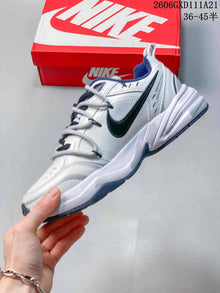 Nike Air Monarch IV White and Blue Low-Top Sneakers