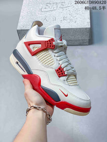 Nike Air Jordan 4 Retro White and Red Mid-Top Sneakers