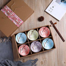 Japanese Blossom Rice Bowls - Ceramic Tableware Set - Authentic Hand Painted Porcelain Bowls