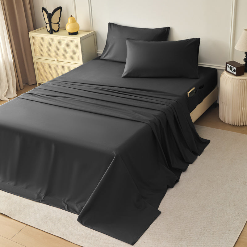 WERVITY Queen Size 4pcs Bedding - Comfortably Breathable And Refreshingly Cool - Ultra-soft Bedding - Wrinkle-resistant And Easy to Care for - White Bedding with Convenient Storage Pockets At The Headboard, Perfect for Bedrooms And Guest Rooms