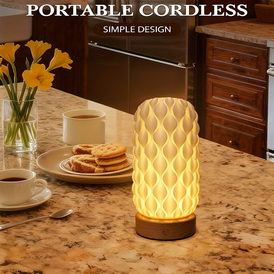 2pcs Modern Elegant Touch Control Table Lamp, 3-Color LED Adjustable Stepless Brightness Adjustment. Suitable for Living Room, Bedroom, Halloween Decorations And Thanksgiving Celebrations, Festival Lighting, Rechargeable Desk Lamp. Available In 1pc.