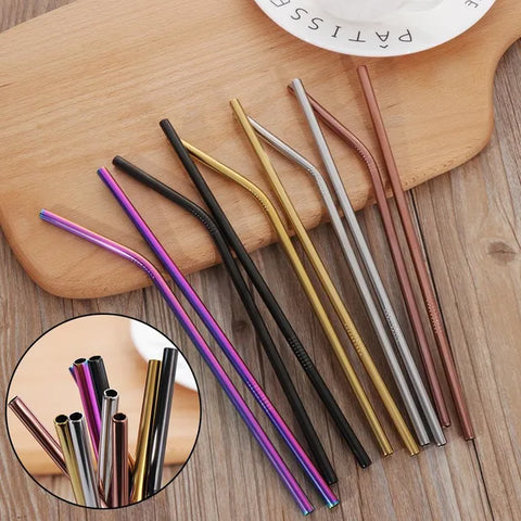 Colorful Reusable Stainless Steel Straws (4 pcs)