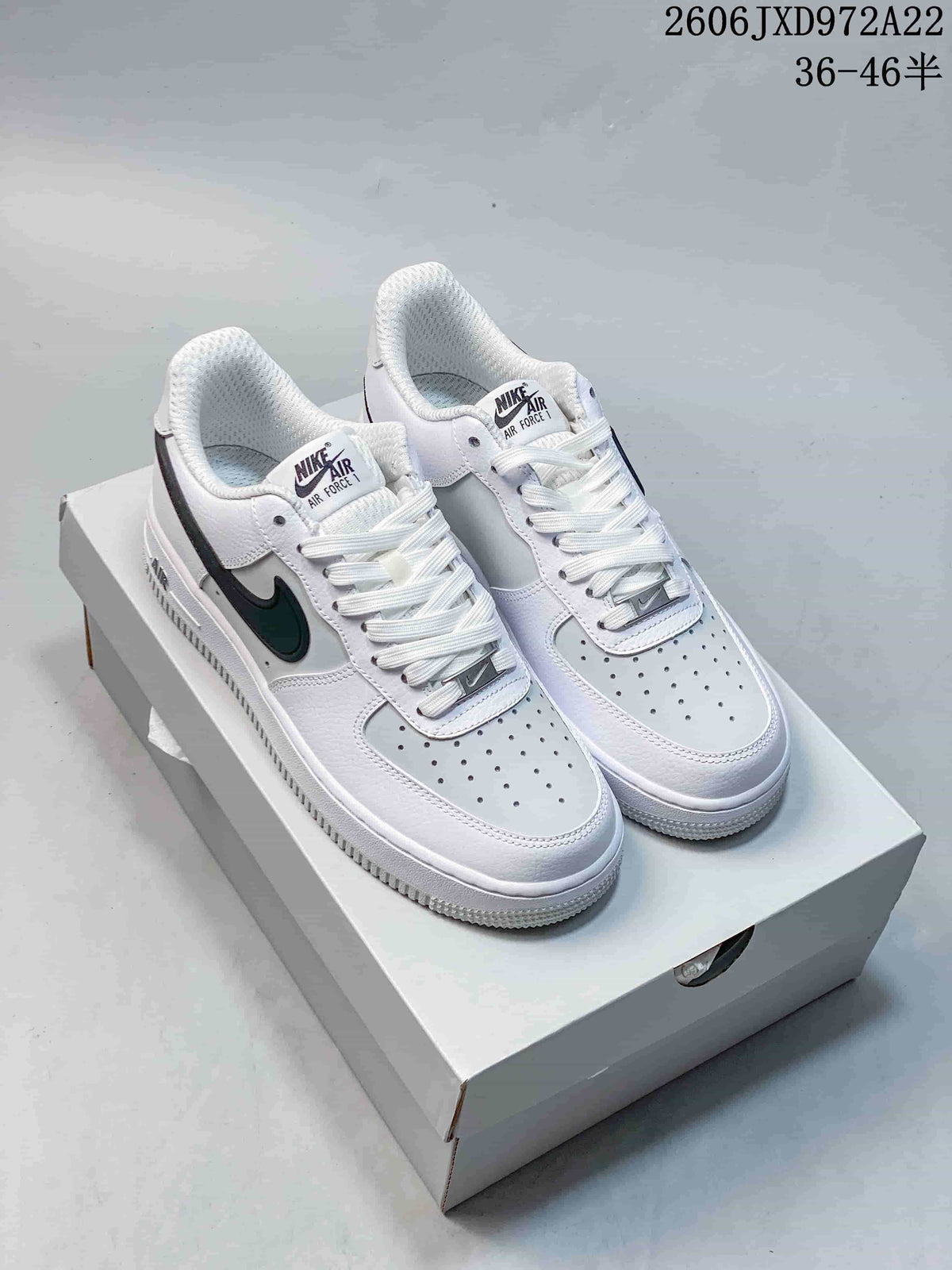 Nike Air Force 1 ’07 Low White Sneakers with Dark Swoosh