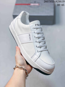 Prada Downtown White Leather Low-Top Sneakers 2607HXD1829A19