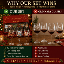 🎨 Deluxe 3D Sculpted Christmas Wine Glass Set (6-Piece) — Luxury Gift Box
