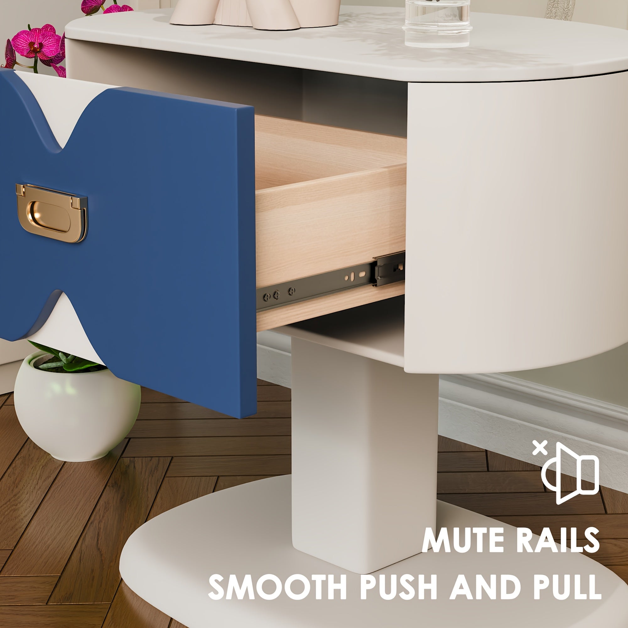 Contemporary Bedside Table Featuring a Single Drawer, Designed for Storing Glasses, Books, And Personal Belongings