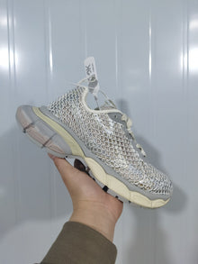 919135 Crystal Mesh Sneakers in Eggshell and Silver