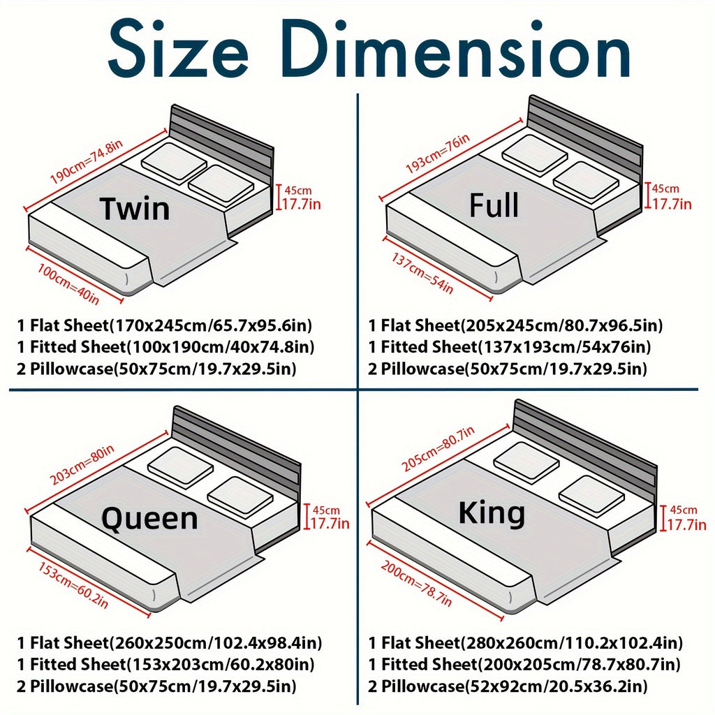 4pcs 600TC 100% Egyptian Cotton Fitted Sheet Set (1*Fitted Sheet+1*Flat Sheet+2*Pillowcase, Without Core), Luxury Elegant Floral Shabby Chic Bedding Set, For Bedroom Guest Room Student Dorm All Seasons