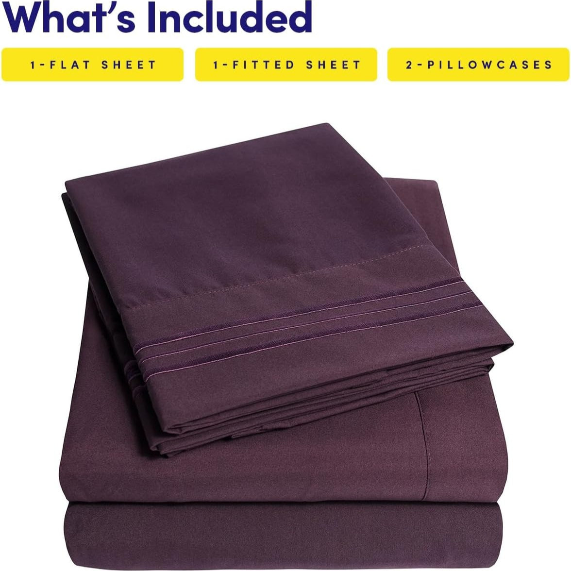 TC1800 Winter Warm Bed Sheet Set 3\u002F4pcs - 160GSM Brushed Deep Pocket 18 Inch - Hotel Luxury Bedding Wrinkle Free Easy Care - Includes Flat Fitted Sheet & 2 Pillowcases
