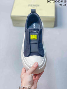 Fendi Navy and White Slip-On Sneakers
