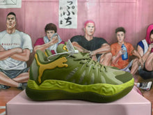 Green Basketball Sneakers with Sculpted Sole