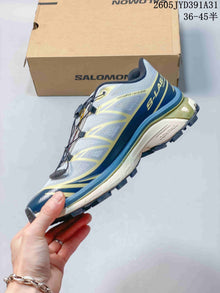 Salomon XT-6 Low-Top Sneakers in Gray, Blue and Yellow