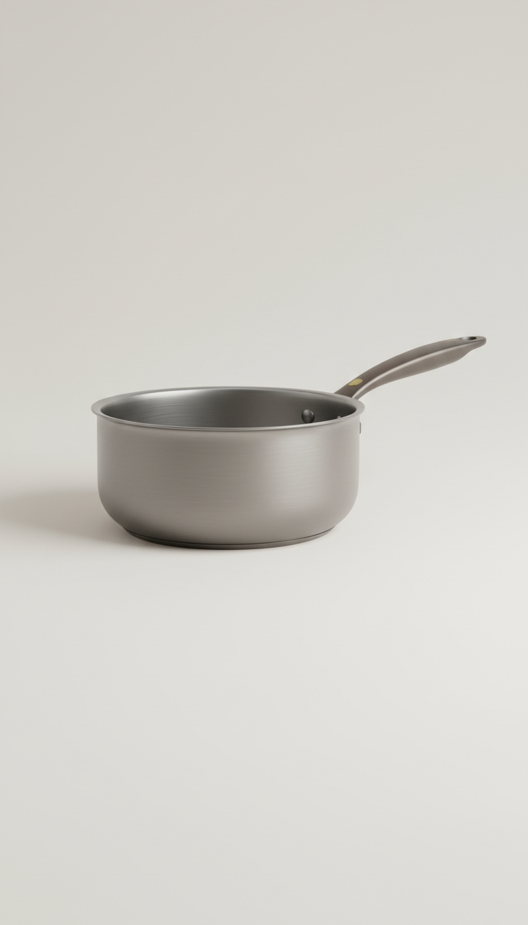 Titanium saucepan with brushed finish