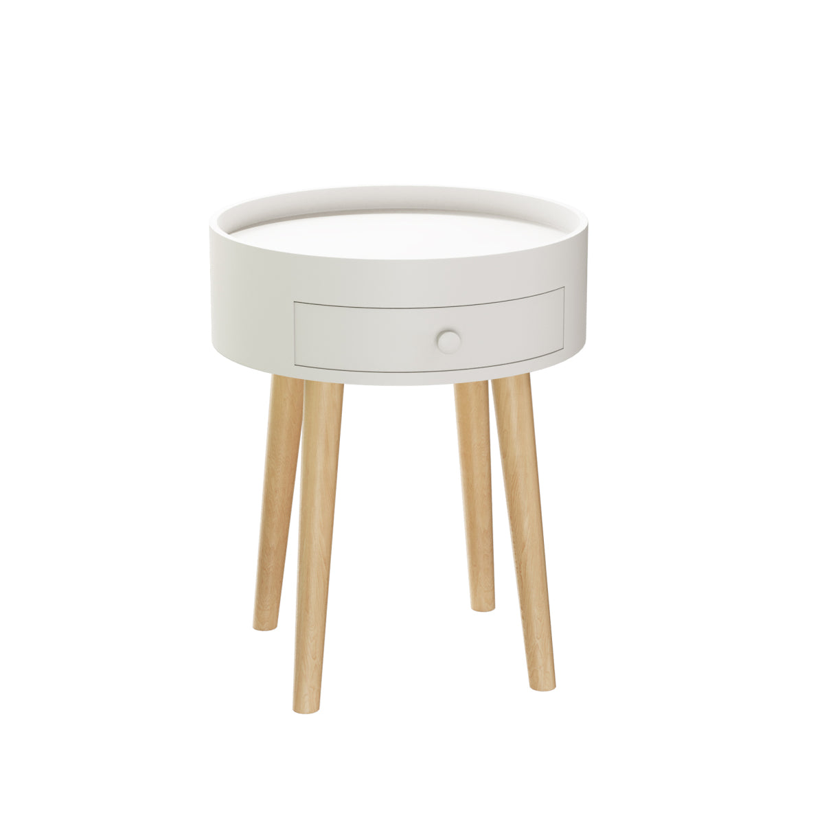 18-Inch Nightstand Featuring a Storage Drawer And Oak Legs, Suitable As a Bedside Table Or a Coffee Table for The Bedroom Or Living Room, in White Color