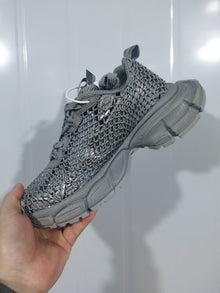 1210 Rhinestone Fishnet Sneakers in Grey/Crystal