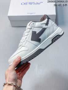 Off-White White Leather Low-Top Sneakers with Arrow Motif