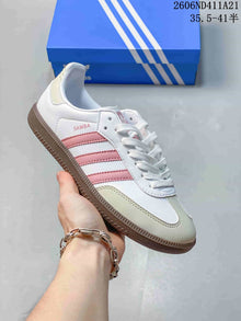 Adidas Samba Low-Top Sneakers in White and Pink