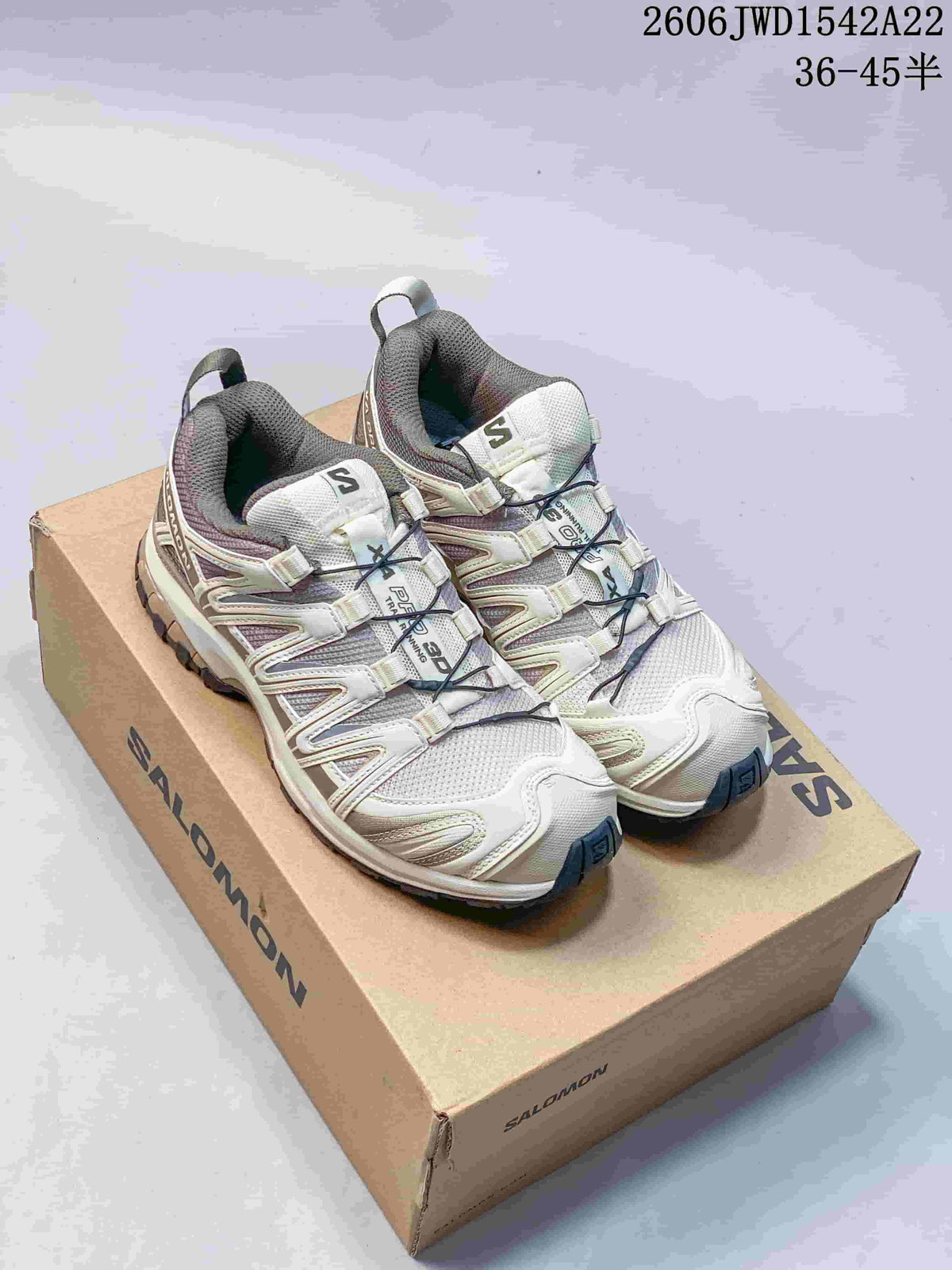 Salomon XA Pro 3D Trail Sneakers in Cream and Gray