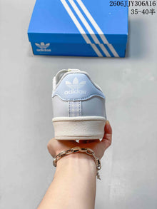 Adidas Superstar II Low-Top Sneakers in White and Pale Blue