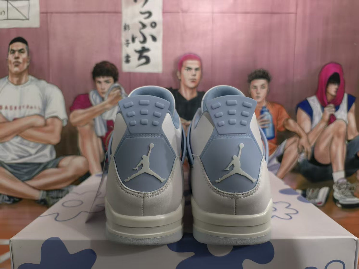Jordan 4 White Blue Basketball Sneakers